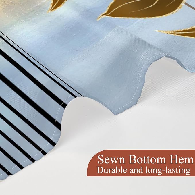 Mid Century Boho Shower Curtain Abstract Modern Minimalist Geometric Arch Bathroom Curtain Gold Leaves Aesthetic Waterproof Bath Decor Polyester Fabric with Hooks 72x84 inch