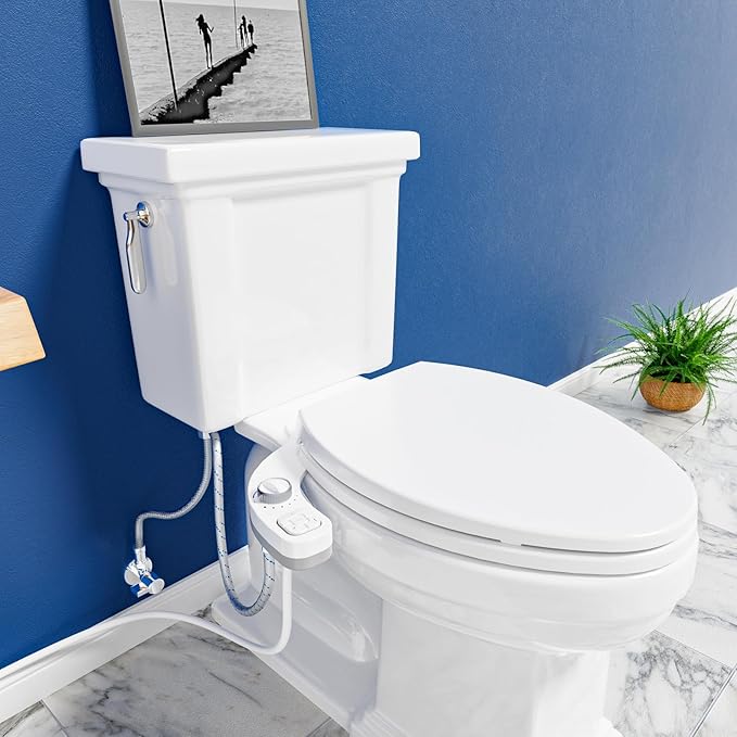 Hot and Cold Bidet, Warm Water Bidet Attachment for Toliet, Non-Electric Warm Bidet with Adjustable Water Pressure, Dual nozzle Rear and Feminine Wash - Self cleaning (White)