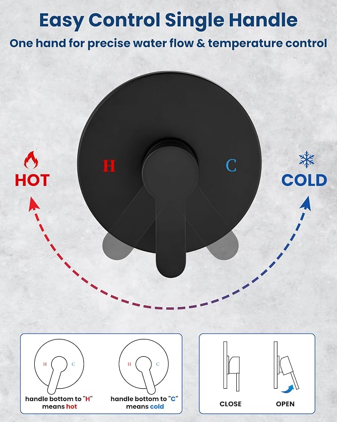 Airuida Shower Faucet Set with Tub Spout,8" Bathtub Faucet-Matte Black | Male Threads Rough-In Valve,Round Head Shower System,Tub and Shower Kit Set