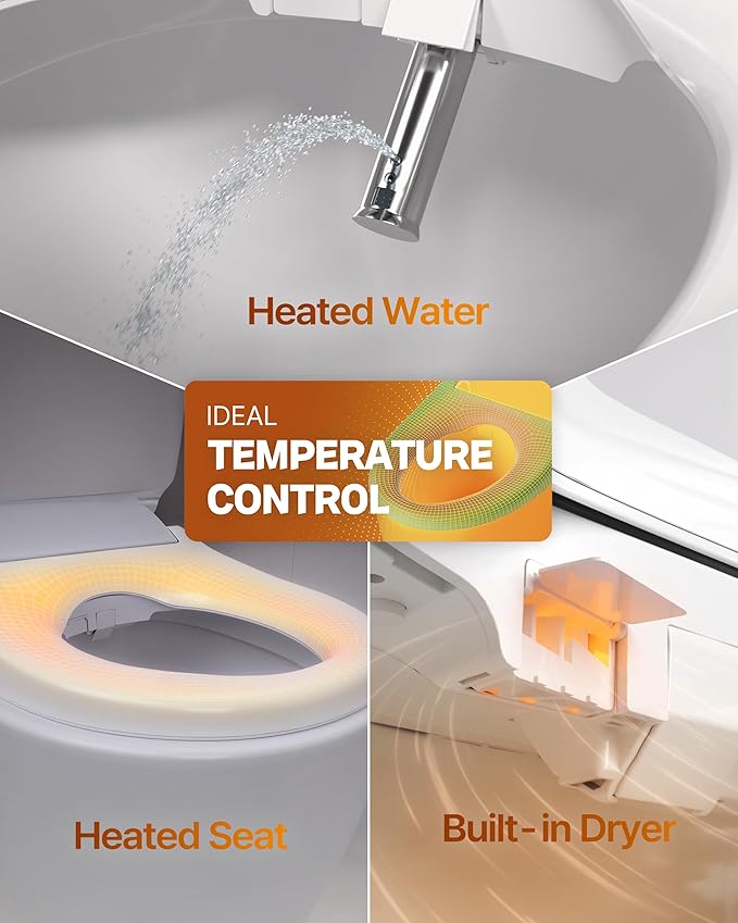 Coway Electronic Bidet Elongated Toilet Seat with Instantaneous Water Heating, Heated Seat and Dryer, Soft Close Lid, Stainless Nozzle, Self Cleaning, Remote Control 400S
