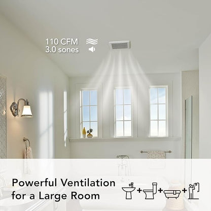 Broan-NuTone A110 Ventilation Fan with Roomside Installation, 110 CFM, 3.0 Sones,White