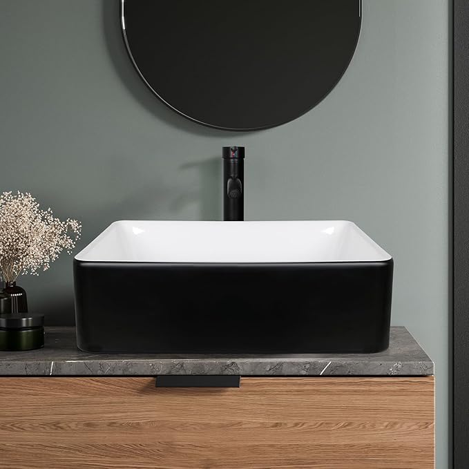 32" White Bathroom Vanity with Engineered Wood Marble Texture Top and 4 Drawers, Modern Standing Pedestal Cabinet with Black and White Ceramic Sink