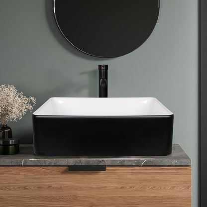 36 Inch Barn Door Bathroom Vanity, Farmhouse Style Standing Pedestal Cabinet with Square Black and White Ceramic Vessel Sink