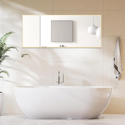 DUMOS Full Length Mirror 64"x21" Full Body Floor Mirror for Bedroom or Cloakroom, Can Stand Alone, Hang or Lean Against Wall, Tall Wall Mirrors with Stand, Gold