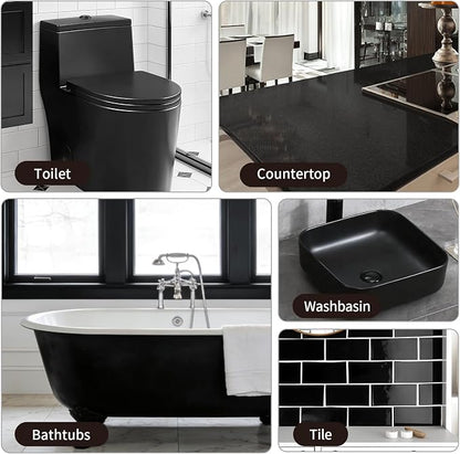 Black Tub Tile Spray Paint High Gloss Spray Paint Waterproof Black Bathtub Tile Refinishing Kit for Tiles Ceramic Porcelain Fiberglass Resurfacing Bathroom Walls Bathtubs Sinks Countertops Toilet