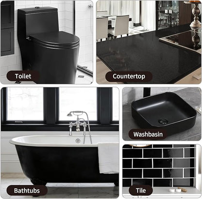 Black Tile Paint Tub and Tile Refinishing Spray Paint High Gloss Spray Paint Waterproof Black Bathtub Kit for Tiles Ceramic, Porcelain, Fiberglass, Bathroom Walls, Bathtubs Sinks Countertops, Toilets
