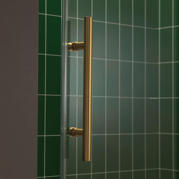 Woodbridge 57.5-60" W x 80" H Frameless Single Sliding Soft-Close Shower Door with Tempered Glass & Explosion Proof Film in Brushed Gold Finish