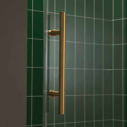 Woodbridge 57.5-60" W x 80" H Frameless Single Sliding Soft-Close Shower Door with Tempered Glass & Explosion Proof Film in Brushed Gold Finish