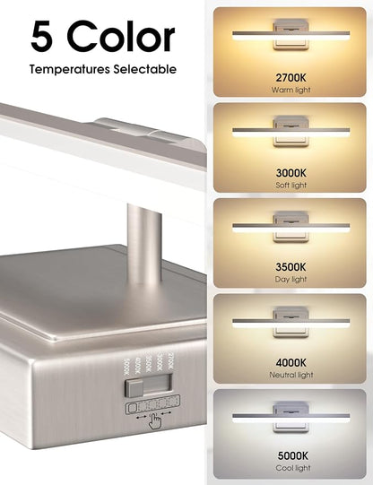 VOLISUN Modern Bathroom Vanity Light 24 inch, Rotatable, 24W Dimmable 5CCT Led Bathroom Light Fixture Over Mirror, Brushed Nickel Bar Vanity Light for Bathrooms Mirror Restroom-ETL Certificated