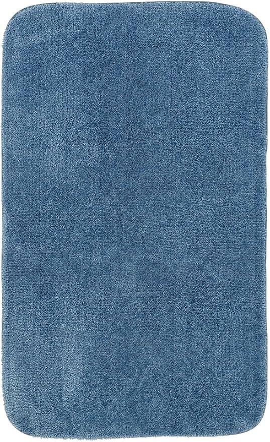 Garland Rug Traditional Nylon Washable Basin Blue 2 Bath Rugs (21" X 34", 22" X 60") - Soft, Absorbent, and Stylish for Your Bathroom