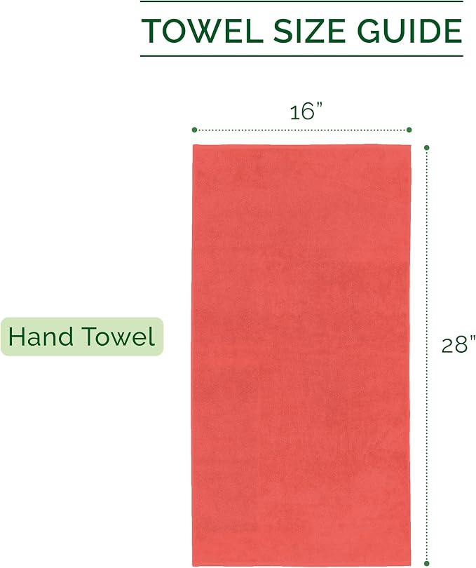 Elegant Comfort Luxury 100% Turkish Cotton Corduroy Ribbed 4 Pack Hand Towel Set 16 x 28 Inch - Absorbent, Super Soft, Quick Dry, Premium Towels for Bathroom, Gym, Spa and Hotel Use, Coral