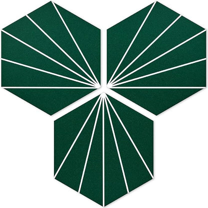 AULIGET Flower Vintage Hexagon Tile Peel and Stick Backsplash, 6"x7" Self Adhesive Wall Tiles in Green (Pack of 45)