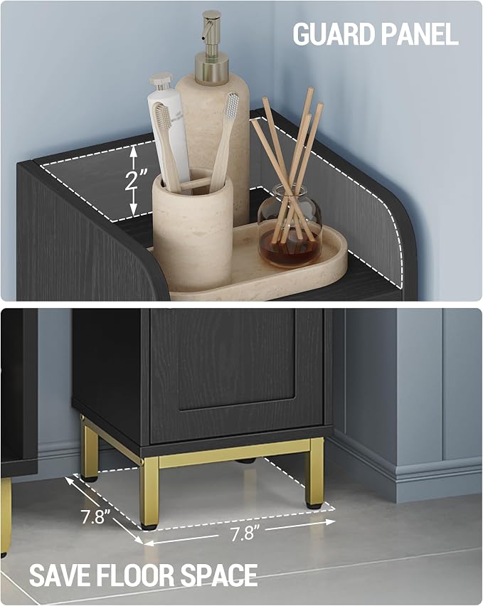 Hzuaneri 4-Tier Narrow Tall Storage Cabinet | Slim Bathroom Storage Cabinet with 4 Adjustable Feet and Shelves, for Living Room, Laundry Room, Black, 7.9"Dx7.9"Wx70.9"H