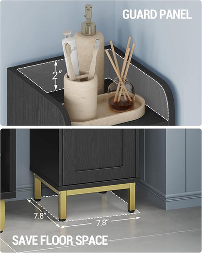 Hzuaneri 4-Tier Narrow Tall Storage Cabinet | Slim Bathroom Storage Cabinet with 4 Adjustable Feet and Shelves, for Living Room, Laundry Room, Black, 7.9"Dx7.9"Wx70.9"H