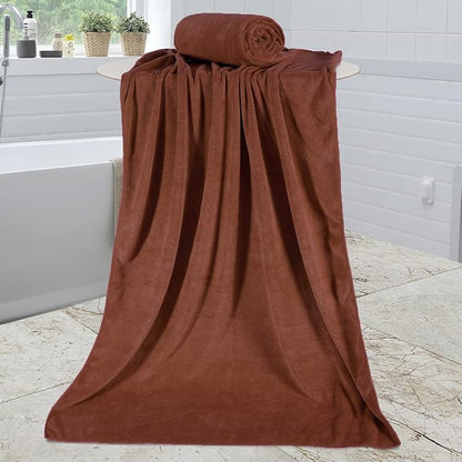 JML Bath Towels Set of 2, 30" x 60", Brown | Microfiber, Large, Soft, Absorbent, Fast Drying Bathroom Towel for Sauna, Salon, Hotel, Sport, Fitness, Yoga