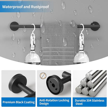 Matte Black Bathroom Hardware Set, 5 Pieces Bathroom Accessories Set,Stainless Steel 16 Inch Bath Towel Bar Set Wall Mounted,Robe Towel Hooks, Toilet Paper Holder,Towel Racks for Bathroom SP-60008-N