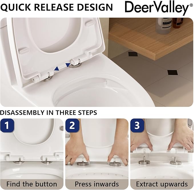 One Piece Toilet DeerValley 10" Rough-In Toilet for Bathroom 1.1/1.6 GPF Dual Flush Standard Bathroom Toilet with Soft-Closing and Quick-Release Seat DV-1F52816R
