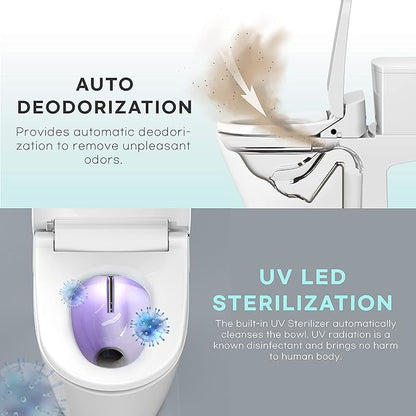 VOVO VB-4000SE Elongated Bidet Toilet Seat, Warm Water, LED Light, Heated Seat, White, Deodorizer, Dryer, Stainless Steel Nozzle, Made in Korea