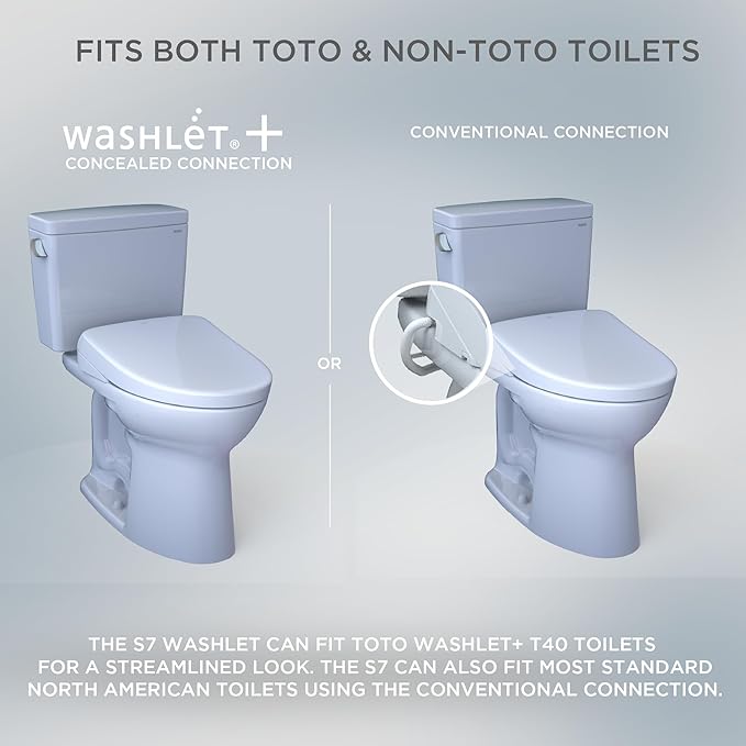 TOTO® WASHLET®+ S7 Electronic Bidet Toilet Seat with EWATER+® Bowl and Wand Cleaning and Classic Lid, Elongated, Cotton White - SW4724AT40#01
