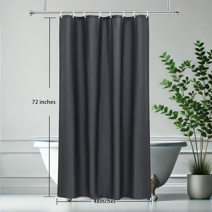 AooHome Fabric Shower Curtain 48 Width x 72 Height Inch, Solid Color Bath Curtain with Hooks for Hotel, Water Repellent, Dark Grey