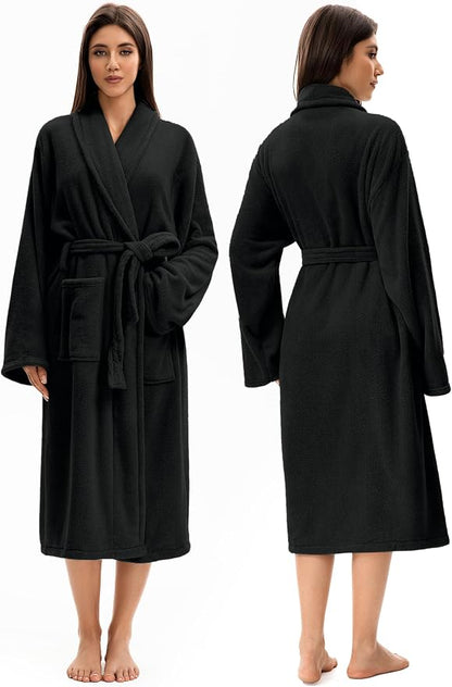 Soft Robe For Women，Warm Plush Bath Robes Female，Spa Towel After Shower Lightweight Long Bathrobe