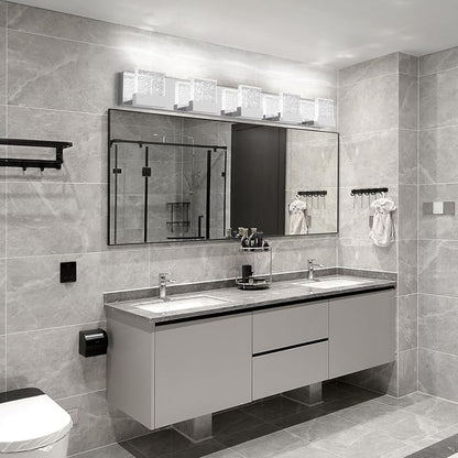 Bubble Bathroom Light Fixtures, 5 Light Chrome Vanity Lights, LED Bathroom Vanity Light Over Mirror, Modern Crystal Vanity Lights for Bathroom 6000K
