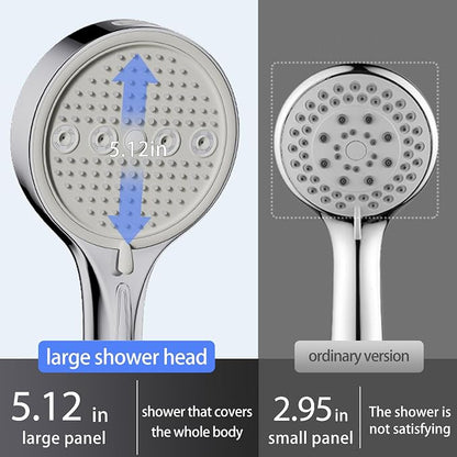 Handheld Shower Head with Hose, 6 Spray Settings, High Pressure, Chrome Finish, Rain, Pulse, Boost, Spray, Mix, Cleaning Modes (Chrome)