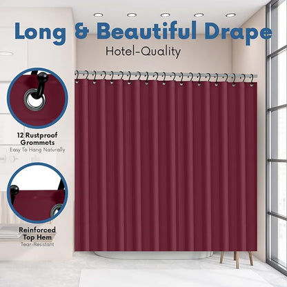No Smell Shower Curtain Liner 72x72 Burgundy - PEVA Plastic Shower Curtain for Bathroom, PVC-Free Waterproof Burgundy Shower Liner with Metal Grommets and Magnet-Weighted Bottom Hem - Washable Liner
