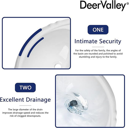 DeerValley White Triangle Corner Pedestal Sink with Overflow, Space-Saving Ceramic Bathroom Sink for Small Spaces and Corner Installation