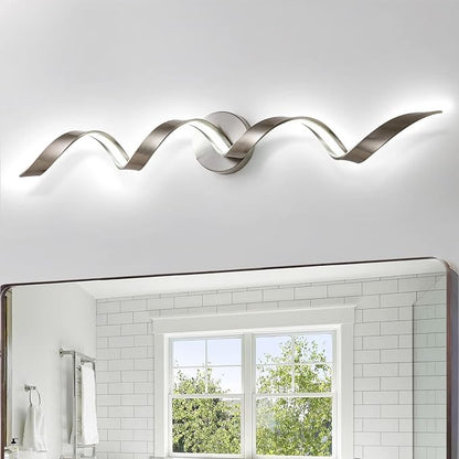Dimmable Modern LED Bathroom Vanity Light 32 inch, 20W Spiral Design Bathroom Light Fixtures Over Mirror, Wall Light Fixtures for Bedroom Living Room, 6000K White Light