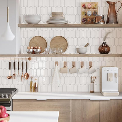 Vamos Tile Thicker Peel and Stick Backsplash Tile, White,10-Sheet | Self Adhesive Vinyl Wall Tiles with Gray Grout, Stick on Backsplash for Kitchen, Bathroom,RV,Laundry,11.1''x12''