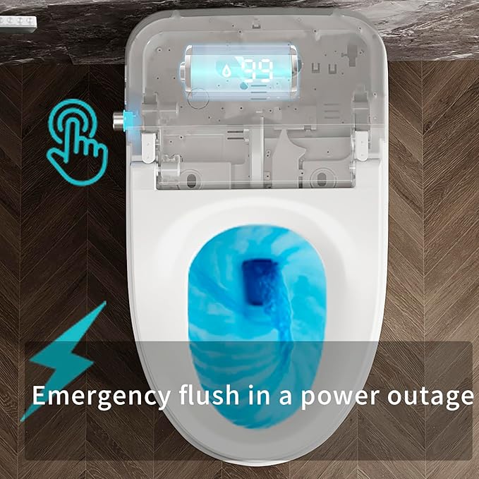 VIPOOO Smart Toilet with Bidet Built In- Automatic Tankless Modern Intelligent Toilet With User Definition, Foot Sensor Flush, Heated Seat, Warm Water Dryer VIP-01