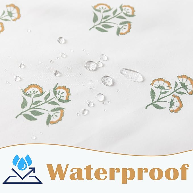 Stall Small Shower Curtain 36x72 for RV,Boho Orange Floral Waterproof Fabric Half Size Narrow Shower Curtains for Dorm Camper