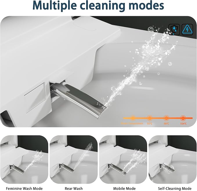 TOTTE Smart Toilet with Bidet Built-in, Auto Open/Close Lid, Auto Power 1000g MaP Flush, 1.28 GPF, One Piece Elongated Toilet with Instant Warm Water & Warm Air Dryer, Built-in Aroma