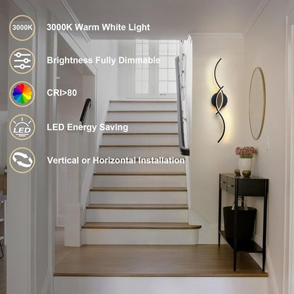 EDISLIVE 24 Inch Black LED Vanity Light, 15W Dimmable Modern Wall Sconce, 3000K Warm White Linear Fixture with Acrylic Strip Shade for Bathroom Mirror Bedroom Makeup
