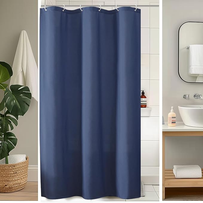 OVZME Zora 36 x 72 Inch Stall Fabric Shower Curtain - Soft Small Shower Curtain for Bathroom for Narrow Stall Size, Machine Washable Water Resistance, Hotel Style, Dusty Blue