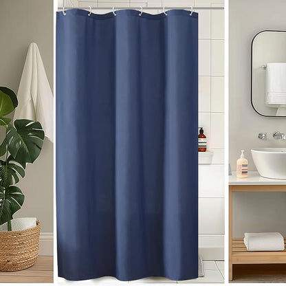 OVZME Zora 36 x 72 Inch Stall Fabric Shower Curtain - Soft Small Shower Curtain for Bathroom for Narrow Stall Size, Machine Washable Water Resistance, Hotel Style, Dusty Blue