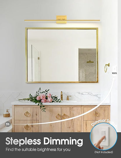 VOLISUN Bathroom Vanity Light 48 inch, 30W Dimmable 5CCT Led Bathroom Light Fixture Over Mirror, Gold Bar Vanity Light for Bathrooms-ETL Certificated