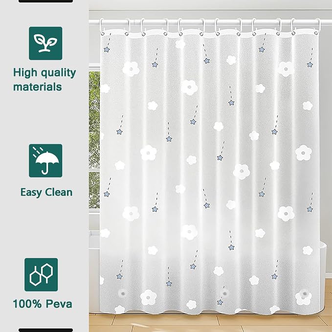 Shower Curtain Liner, 100% Waterproof Peva Shower Curtains with 3 Duty Heavy Bottom Magnets and 12 Rust Proof Grommets, 72x72 Weighted Shower Liner for Shower Stall, Bathtubs
