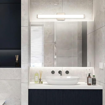 Bathroom Vanity Light Brushed Nickel Square LED 24 inch 14W 4000K Natural White Light Wall Bar Lighting Fixtures Over Mirror (Brushed Nickel, 33.5 inch 5CCTDimmable)