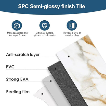 Yipscazo 2026 New Upgrade Peel and Stick backsplash 3 x 6 Inches, Backsplash Tile Peel and Stick Tile for Kitchen, Bathroom, Laundry Room, Fireplace(Carla with Gold, 100 Pieces)