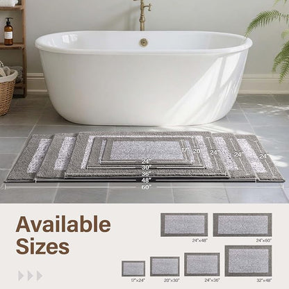 Bathroom Rugs 30x20 Non Slip Washable, Light Grey Bath Mat for Bathroom Floor Tub, Soft Absorbent Quick Dry Mats for Shower, Bathtub,Home Decor