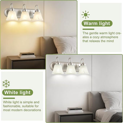 3 Light Bathroom Vanity Lights, Bathroom Light Fixtures Over Mirror, Modern Lighting Fixtures Brushed Nickel Wall Lamp Vanity Lights Apply for Mirror Living Room Cabinet Bedroom, Bulb Not Included