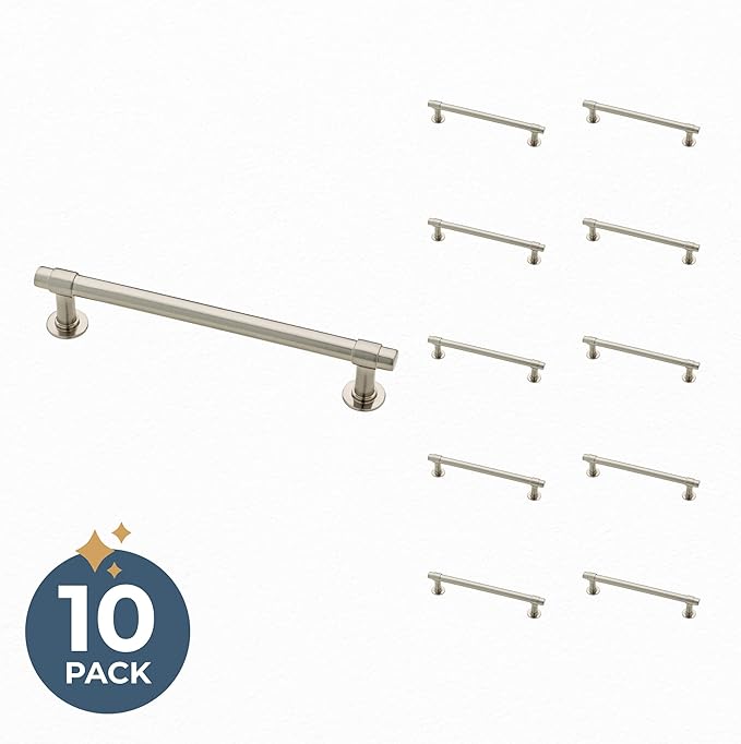Franklin Brass Francisco (10-Pack) Cabinet Handles 5-1/16" Hole Center Pulls | Satin Nickel Hardware Kitchen Door, Drawers, Dressers, Furniture P29618K-SN-B
