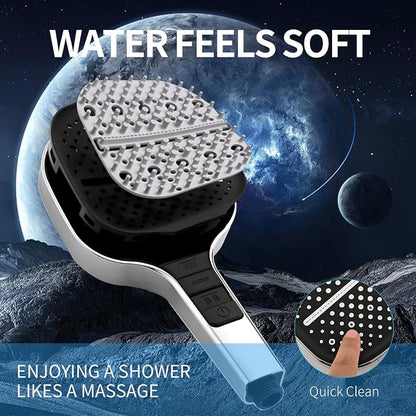 Handheld Shower Head with Extra Long Hose, 8 Setting Square Detachable Hand Held Spray with Upgrade Button & On Off Switch, 79" Hose - Chrome