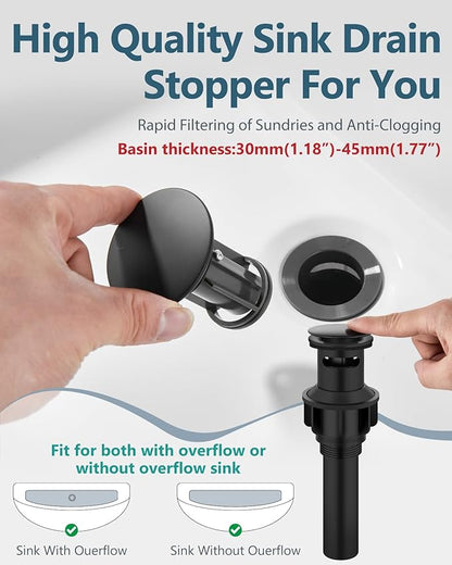Aolemi Bathroom Faucets for Sink 3 Hole,4 Inch Centerset Waterfall Faucet 2 Handle for Bathroom Sink with Pop-Up Drain and Supply Lines Matte Black