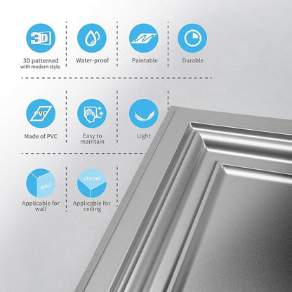 Art3d PVC Ceiling Tiles, 3D Plastic Sheet in White, 2 x 2 ft, 24-Pack | Lightweight, Waterproof, No Sag and Breakage, Compatible with Grid System, Perfect for Basement, Kitchen