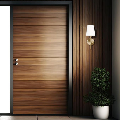 Generation Lighting Baker 1-Light Hardwired Wall Sconce in Satin Brass | Damp-Rated Wall Sconce, Bathroom Vanity Light, or Bathroom Fixture with White Linen Shade for Powder Room or Covered Patio