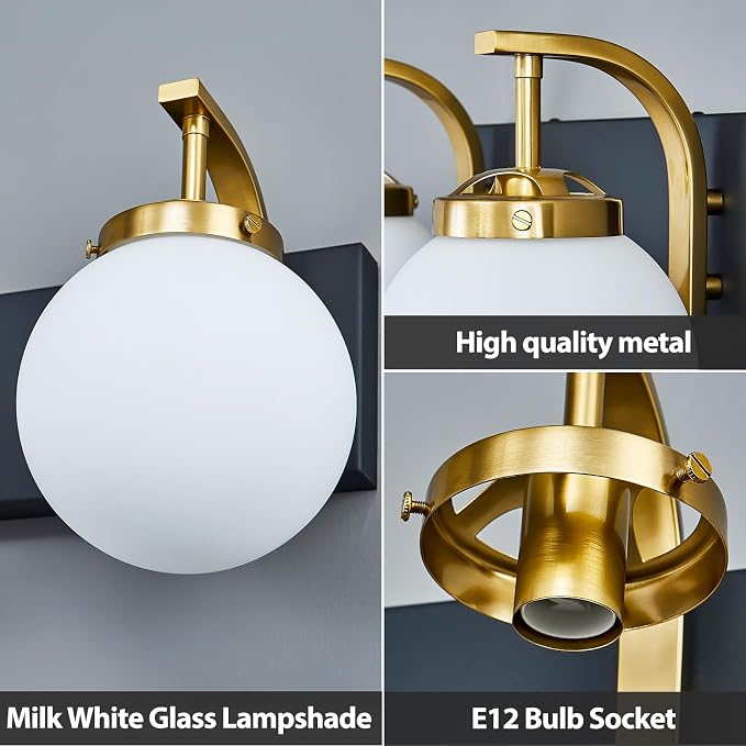 Bathroom Vanity Light Fixtures Over Mirror Modern Sand Black Gold 2 Lights Wall Sconce Vanity Light for Bathroom Lighting