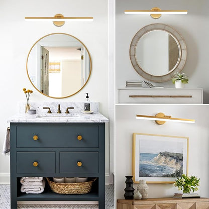 Modern Gold Bathroom Vanity Light Fixtures - 24inch Rotatable LED Vanity Lights for Modern Bathroom Wall Sconce Lighting (White Light 6000K)